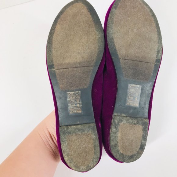 B.A.I.T But Another Innocent Tale Velvet Magenta with Gold Bow Ballet Flat - Picture 4 of 5